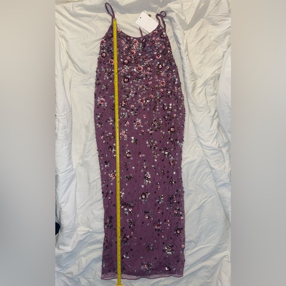 ✨FLASH SALE✨Mac Duggal Floral Beaded Column Gown NWT size 14 purple - Picture 9 of 10